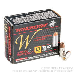 20 Rounds of .380 ACP Ammo by Winchester - 95gr JHP