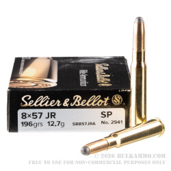 20 Rounds of 8x57mm JR Mauser Ammo by Sellier & Bellot - 196gr SP