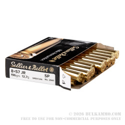 20 Rounds of 8x57mm JR Mauser Ammo by Sellier & Bellot - 196gr SP