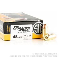 50 Rounds of .45 ACP Ammo by SIG - 230gr FMJ
