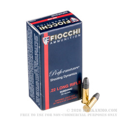 50 Rounds of .22 LR Ammo by Fiocchi - 40gr HP 50 Rounds of .22 LR Ammo by Fiocchi - 40gr HP