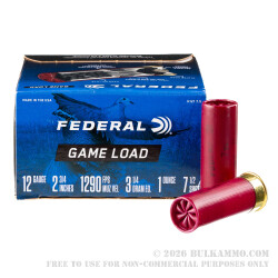 25 Rounds of 12ga Ammo by Federal Game-Shok - 2 3/4" 1 ounce #7 1/2 shot