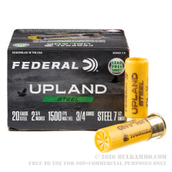 25 Rounds of 20ga Ammo by Federal Upland Steel - 3/4 ounce #7.5 shot