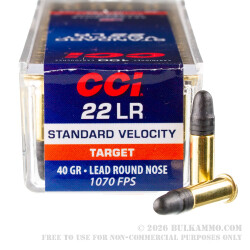 500 Rounds of .22 LR Standard Velocity Ammo by CCI - 40gr LRN