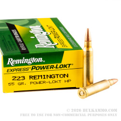 20 Rounds of .223 Ammo by Remington - 55gr PL-HP 20 Rounds of .223 Ammo by Remington - 55gr PL-HP