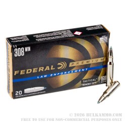 20 Rounds of .308 Win Ammo by Federal LE - 168gr Tactical Bonded Tip ***FACTORY SECONDS***