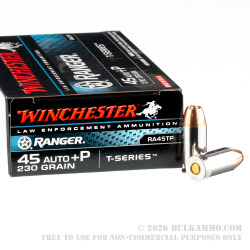 50 Rounds of .45 ACP Ammo by Winchester - Ranger T Series - +P 230gr JHP 50 Rounds of .45 ACP Ammo by Winchester - Ranger T Series - +P 230gr JHP
