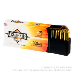 20 Rounds of .308 Win Ammo by Armscor - 147gr FMJ