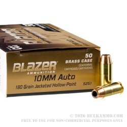 50 Rounds of 10mm Ammo by Blazer Brass - 180gr JHP