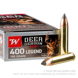 20 Rounds of .400 Legend Ammo by Winchester Deer Season XP - 190gr Extreme Point
