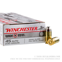 50 Rounds of .45 ACP Ammo by Winchester - Win 1911 Target - 230gr FMJ 50 Rounds of .45 ACP Ammo by Winchester - Win 1911 Target - 230gr FMJ