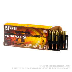 20 Rounds of .224 Valkyrie Ammo by Federal Fusion MSR - 90gr SP