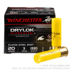 25 Rounds of 20ga Ammo by Winchester Drylock - 3" 1 ounce #2 Shot