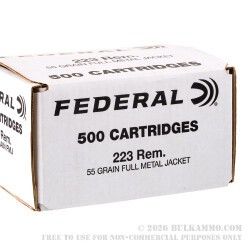 500 Rounds of .223 Ammo by Federal American Eagle - 55gr FMJ