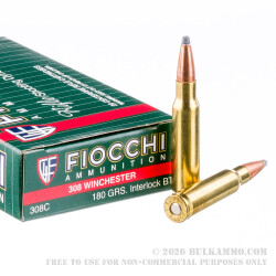 20 Rounds of .308 Win Ammo by Fiocchi - 180gr SPBT 20 Rounds of .308 Win Ammo by Fiocchi - 180gr SPBT