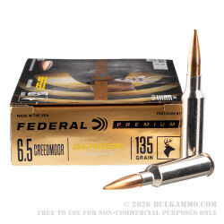 200 Rounds of 6.5 Creedmoor Ammo by Federal - 135gr Hybrid Hunter