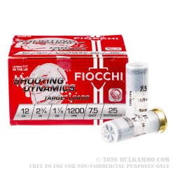 250 Rounds of 12ga Ammo by Fiocchi - 1 1/8 ounce #7 1/2 shot