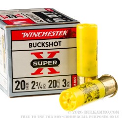 15 Rounds of 20ga Ammo by Winchester Super-X - 20 pellets #3 buckshot
