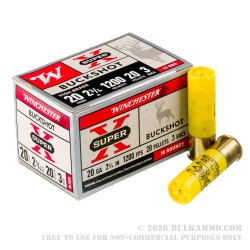 15 Rounds of 20ga Ammo by Winchester Super-X - 20 pellets #3 buckshot