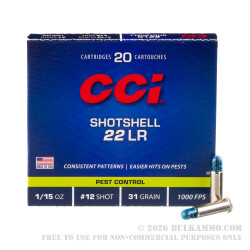 20 Rounds of .22 LR Ammo by CCI - 31gr #12 Shotshell