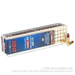 100 Rounds of .22 LR Ammo by CCI Clean-22 - 40gr Poly-Coated LRN