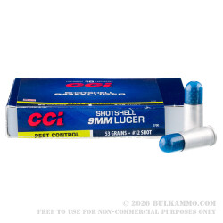 10 Rounds of 9mm Ammo by CCI - 53gr #12 shot