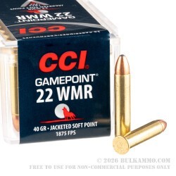 2000 Rounds of .22 WMR Ammo by CCI Gamepoint - 40gr JSP