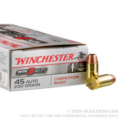 500 Rounds of .45 ACP Ammo by Winchester 3Gun - 230gr FMJ 500 Rounds of .45 ACP Ammo by Winchester 3Gun - 230gr FMJ