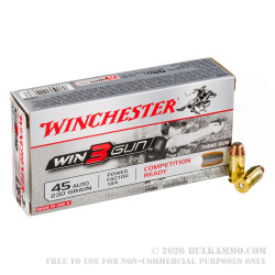 500 Rounds of .45 ACP Ammo by Winchester 3Gun - 230gr FMJ 500 Rounds of .45 ACP Ammo by Winchester 3Gun - 230gr FMJ