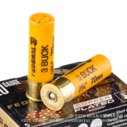 5 Rounds of 20ga Ammo by Federal Vital-Shok - 1 ounce #3 buck