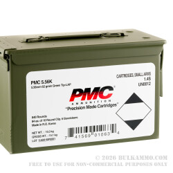 840 Rounds of 5.56x45 Ammo by PMC X-TAC - 62gr FMJ M855 in Bandolier in Ammo Can 840 Rounds of 5.56x45 Ammo by PMC X-TAC - 62gr FMJ M855 in Bandolier in Ammo Can