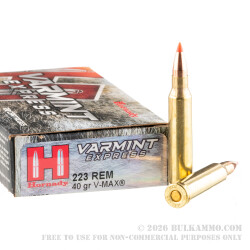 200 Rounds of .223 Ammo by Hornady Varmint Express - 40gr V-Max