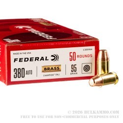 1000 Rounds of .380 ACP Ammo by Federal Champion - 95gr FMJ