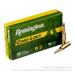 20 Rounds of 6mm Creedmoor Ammo by Remington Core-Lokt - 100gr PSP