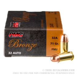 50 Rounds of .32 ACP Ammo by PMC - 71gr FMJ