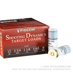 250 Rounds of 12ga Ammo by Fiocchi - 1 1/8 ounce #9 shot 250 Rounds of 12ga Ammo by Fiocchi - 1 1/8 ounce #9 shot