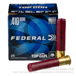 250 Rounds of .410 Ammo by Federal Top Gun - 1/2 ounce #8 shot