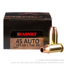20 Rounds of .45 ACP Ammo by Barnes VOR-TX - 185gr TAC-XP