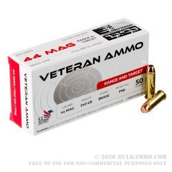 500 Rounds of .44 Mag Ammo by Veteran Ammo - 240gr FMJ