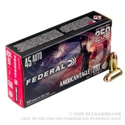 1000 Rounds of .45 ACP Ammo by Federal 250th Anniversary USA - 230gr FMJ