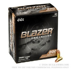 9mm - 115 Grain FMJ - CCI Blazer Brass - 1000 Rounds