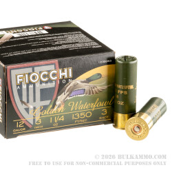 25 Rounds of 12ga Ammo by Fiocchi Golden Waterfowl - 3" 1 1/4 ounce #3 Steel Shot