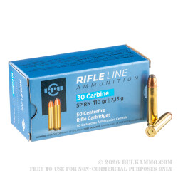 50 Rounds of .30 Carbine Ammo by Prvi Partizan - 110gr SP 50 Rounds of .30 Carbine Ammo by Prvi Partizan - 110gr SP