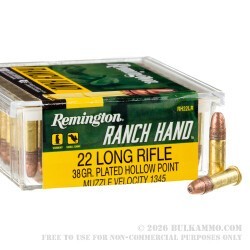 5000 Rounds of .22 LR Ammo by Remington Ranch Hand - 38gr CPHP