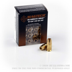 20 Rounds of .45 GAP Ammo by Magtech Guardian Gold - 230gr JHP 20 Rounds of .45 GAP Ammo by Magtech Guardian Gold - 230gr JHP