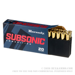 20 Rounds of 30-30 Win Ammo by Hornady Subsonic - 175gr Sub-X