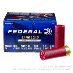 250 Rounds of 12ga Ammo by Federal Game-Shok - 2-3/4" 1-1/8 ounce #4 shot