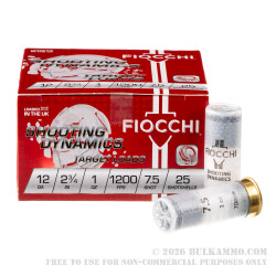 25 Rounds of 12ga Ammo by Fiocchi - 1 ounce #7 1/2 shot