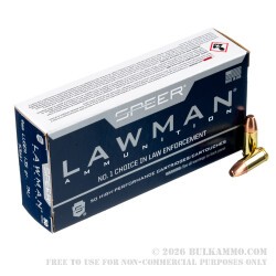 1000 Rounds of 9mm Ammo by Speer Lawman - 135gr TMJ