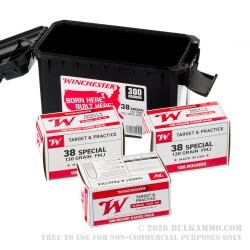 300 Rounds of .38 Spl Ammo in Field Box by Winchester USA - 130gr FMJ